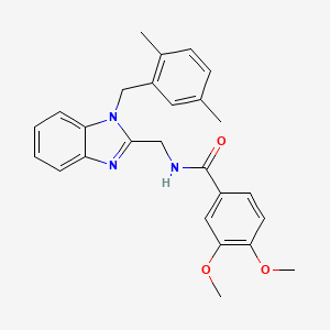 molecular formula C26H27N3O3 B11450375 N-{[1-(2,5-dimethylbenzyl)-1H-benzimidazol-2-yl]methyl}-3,4-dimethoxybenzamide 
