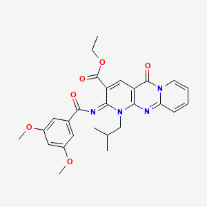 molecular formula C27H28N4O6 B11450405 ethyl 6-(3,5-dimethoxybenzoyl)imino-7-(2-methylpropyl)-2-oxo-1,7,9-triazatricyclo[8.4.0.03,8]tetradeca-3(8),4,9,11,13-pentaene-5-carboxylate 