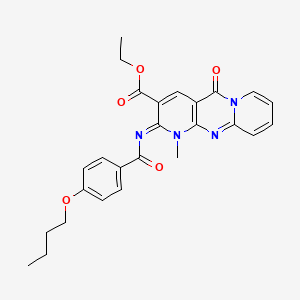 molecular formula C26H26N4O5 B11450421 ethyl 6-(4-butoxybenzoyl)imino-7-methyl-2-oxo-1,7,9-triazatricyclo[8.4.0.03,8]tetradeca-3(8),4,9,11,13-pentaene-5-carboxylate 