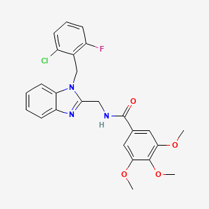 molecular formula C25H23ClFN3O4 B11450451 N-{[1-(2-chloro-6-fluorobenzyl)-1H-benzimidazol-2-yl]methyl}-3,4,5-trimethoxybenzamide 