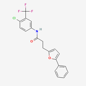 molecular formula C20H15ClF3NO2 B11450462 N-[4-chloro-3-(trifluoromethyl)phenyl]-3-(5-phenylfuran-2-yl)propanamide 