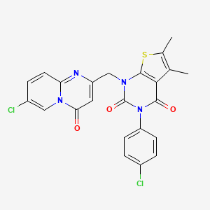molecular formula C23H16Cl2N4O3S B11450662 1-[(7-Chloro-4-oxopyrido[1,2-a]pyrimidin-2-yl)methyl]-3-(4-chlorophenyl)-5,6-dimethylthieno[2,3-d]pyrimidine-2,4-dione 
