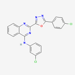 molecular formula C22H13Cl2N5O B11450696 N-(3-chlorophenyl)-2-[5-(4-chlorophenyl)-1,3,4-oxadiazol-2-yl]quinazolin-4-amine CAS No. 931353-93-4