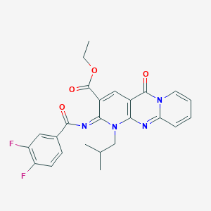molecular formula C25H22F2N4O4 B11450723 ethyl 6-(3,4-difluorobenzoyl)imino-7-(2-methylpropyl)-2-oxo-1,7,9-triazatricyclo[8.4.0.03,8]tetradeca-3(8),4,9,11,13-pentaene-5-carboxylate 