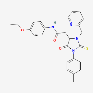 molecular formula C26H26N4O3S B11450748 N-(4-ethoxyphenyl)-2-[1-(4-methylphenyl)-5-oxo-3-(pyridin-2-ylmethyl)-2-thioxoimidazolidin-4-yl]acetamide 