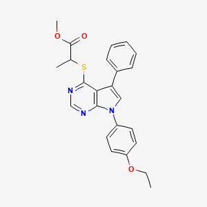 molecular formula C24H23N3O3S B11450809 methyl 2-{[7-(4-ethoxyphenyl)-5-phenyl-7H-pyrrolo[2,3-d]pyrimidin-4-yl]sulfanyl}propanoate 