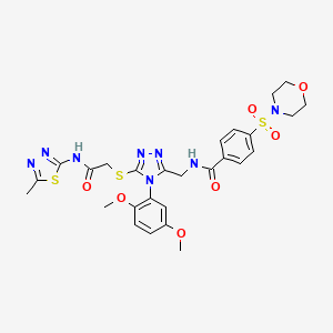 molecular formula C27H30N8O7S3 B11450830 N-{[4-(2,5-Dimethoxyphenyl)-5-({[(5-methyl-1,3,4-thiadiazol-2-YL)carbamoyl]methyl}sulfanyl)-4H-1,2,4-triazol-3-YL]methyl}-4-(morpholine-4-sulfonyl)benzamide 