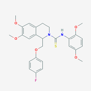 molecular formula C27H29FN2O5S B11450841 N-(2,5-dimethoxyphenyl)-1-((4-fluorophenoxy)methyl)-6,7-dimethoxy-3,4-dihydroisoquinoline-2(1H)-carbothioamide 