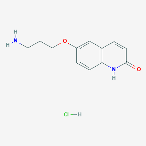 molecular formula C12H15ClN2O2 B114509 6-(3-aminopropoxy)-1H-quinolin-2-one;hydrochloride CAS No. 151642-50-1