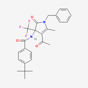 molecular formula C26H27F3N2O3 B11450974 N-[4-acetyl-1-benzyl-5-methyl-2-oxo-3-(trifluoromethyl)-2,3-dihydro-1H-pyrrol-3-yl]-4-tert-butylbenzamide 