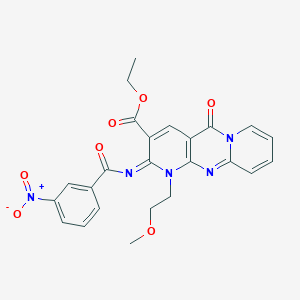 molecular formula C24H21N5O7 B11451072 ethyl 7-(2-methoxyethyl)-6-(3-nitrobenzoyl)imino-2-oxo-1,7,9-triazatricyclo[8.4.0.03,8]tetradeca-3(8),4,9,11,13-pentaene-5-carboxylate 