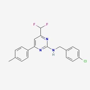 molecular formula C19H16ClF2N3 B11451084 N-(4-chlorobenzyl)-4-(difluoromethyl)-6-(4-methylphenyl)pyrimidin-2-amine 