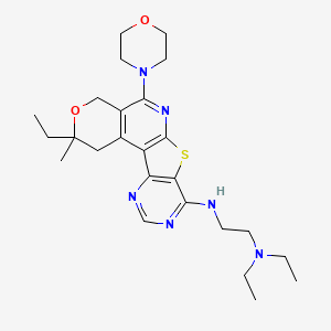 molecular formula C25H36N6O2S B11451089 N',N'-diethyl-N-(4-ethyl-4-methyl-8-morpholin-4-yl-5-oxa-11-thia-9,14,16-triazatetracyclo[8.7.0.02,7.012,17]heptadeca-1(10),2(7),8,12(17),13,15-hexaen-13-yl)ethane-1,2-diamine 
