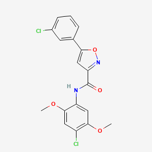 molecular formula C18H14Cl2N2O4 B11451196 N-(4-Chloro-2,5-dimethoxyphenyl)-5-(3-chlorophenyl)-3-isoxazolecarboxamide CAS No. 912760-75-9