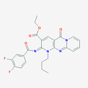 molecular formula C25H22F2N4O4 B11451223 ethyl 7-butyl-6-(3,4-difluorobenzoyl)imino-2-oxo-1,7,9-triazatricyclo[8.4.0.03,8]tetradeca-3(8),4,9,11,13-pentaene-5-carboxylate 