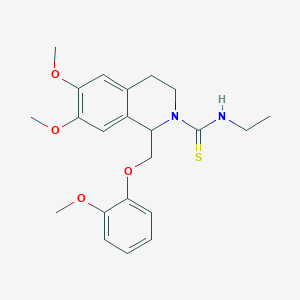 molecular formula C22H28N2O4S B11451237 N-ethyl-6,7-dimethoxy-1-((2-methoxyphenoxy)methyl)-3,4-dihydroisoquinoline-2(1H)-carbothioamide 