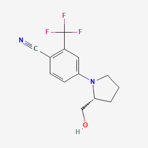 molecular formula C₁₃H₁₃F₃N₂O B1145125 (R)-4-(2-(Hydroxymethyl)pyrrolidin-1-yl)-2-(trifluoromethyl)benzonitrile CAS No. 869643-66-3