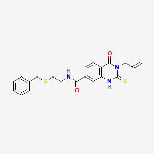 molecular formula C21H21N3O2S2 B11451290 N-(2-benzylsulfanylethyl)-4-oxo-3-prop-2-enyl-2-sulfanylidene-1H-quinazoline-7-carboxamide 
