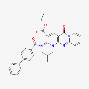 molecular formula C31H28N4O4 B11451317 ethyl 7-(2-methylpropyl)-2-oxo-6-(4-phenylbenzoyl)imino-1,7,9-triazatricyclo[8.4.0.03,8]tetradeca-3(8),4,9,11,13-pentaene-5-carboxylate 