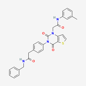 molecular formula C30H26N4O4S B11451343 N-benzyl-2-(4-(2,4-dioxo-1-(2-oxo-2-(m-tolylamino)ethyl)-1,2-dihydrothieno[3,2-d]pyrimidin-3(4H)-yl)phenyl)acetamide 