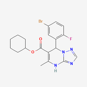 molecular formula C19H20BrFN4O2 B11451381 Cyclohexyl 7-(5-bromo-2-fluorophenyl)-5-methyl-4,7-dihydro[1,2,4]triazolo[1,5-a]pyrimidine-6-carboxylate 