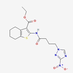 molecular formula C17H21N5O5S B11451655 ethyl 2-{[4-(3-nitro-1H-1,2,4-triazol-1-yl)butanoyl]amino}-4,5,6,7-tetrahydro-1-benzothiophene-3-carboxylate 