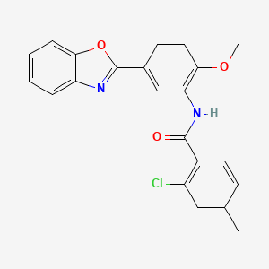 molecular formula C22H17ClN2O3 B11451703 N-[5-(1,3-benzoxazol-2-yl)-2-methoxyphenyl]-2-chloro-4-methylbenzamide 
