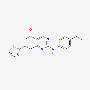 molecular formula C20H19N3OS B11451726 2-[(4-ethylphenyl)amino]-7-(thiophen-2-yl)-7,8-dihydroquinazolin-5(6H)-one 