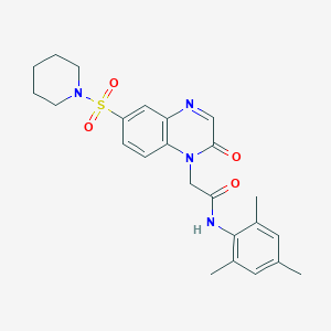 molecular formula C24H28N4O4S B11451735 N-mesityl-2-(2-oxo-6-(piperidin-1-ylsulfonyl)quinoxalin-1(2H)-yl)acetamide 