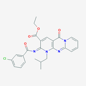 molecular formula C25H23ClN4O4 B11451841 ethyl 6-(3-chlorobenzoyl)imino-7-(2-methylpropyl)-2-oxo-1,7,9-triazatricyclo[8.4.0.03,8]tetradeca-3(8),4,9,11,13-pentaene-5-carboxylate 
