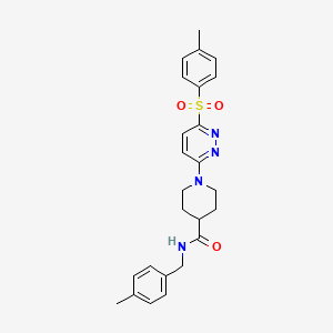 molecular formula C25H28N4O3S B11451909 N-(4-methylbenzyl)-1-(6-tosylpyridazin-3-yl)piperidine-4-carboxamide 