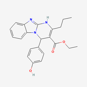 molecular formula C22H23N3O3 B11452095 Ethyl 4-(4-hydroxyphenyl)-2-propyl-1,4-dihydropyrimido[1,2-a]benzimidazole-3-carboxylate 