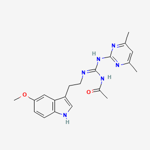 molecular formula C20H24N6O2 B11452106 N-[(E)-[(4,6-dimethylpyrimidin-2-yl)amino]{[2-(5-methoxy-1H-indol-3-yl)ethyl]amino}methylidene]acetamide 