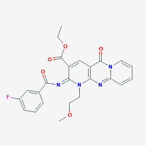 molecular formula C24H21FN4O5 B11452147 ethyl 6-(3-fluorobenzoyl)imino-7-(2-methoxyethyl)-2-oxo-1,7,9-triazatricyclo[8.4.0.03,8]tetradeca-3(8),4,9,11,13-pentaene-5-carboxylate 