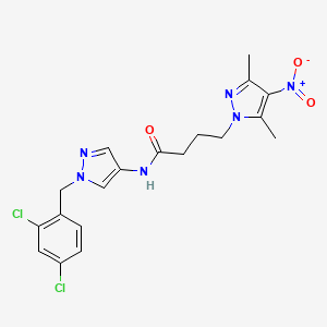 molecular formula C19H20Cl2N6O3 B11452153 N-[1-(2,4-dichlorobenzyl)-1H-pyrazol-4-yl]-4-(3,5-dimethyl-4-nitro-1H-pyrazol-1-yl)butanamide 