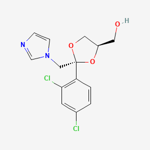 molecular formula C₁₄H₁₄Cl₂N₂O₃ B1145219 trans-2-(2,4-Dichlorophenyl)-2-(1H-imidazol-1-ylmethyl)-1,3-dioxolane-4-methanol CAS No. 61441-65-4