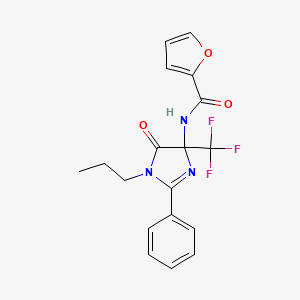 molecular formula C18H16F3N3O3 B11452219 N-[5-oxo-2-phenyl-1-propyl-4-(trifluoromethyl)-4,5-dihydro-1H-imidazol-4-yl]furan-2-carboxamide 