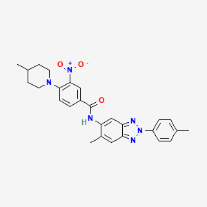 molecular formula C27H28N6O3 B11452259 N-[6-methyl-2-(4-methylphenyl)-2H-benzotriazol-5-yl]-4-(4-methylpiperidin-1-yl)-3-nitrobenzamide 
