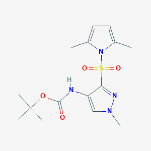 molecular formula C₁₅H₂₂N₄O₄S B1145233 tert-Butyl (3-((2,5-dimethyl-1H-pyrrol-1-yl)sulfonyl)-1-methyl-1H-pyrazol-4-yl)carbamate CAS No. 1287670-12-5