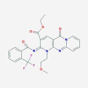 molecular formula C25H21F3N4O5 B11452379 ethyl 7-(2-methoxyethyl)-2-oxo-6-[2-(trifluoromethyl)benzoyl]imino-1,7,9-triazatricyclo[8.4.0.03,8]tetradeca-3(8),4,9,11,13-pentaene-5-carboxylate 