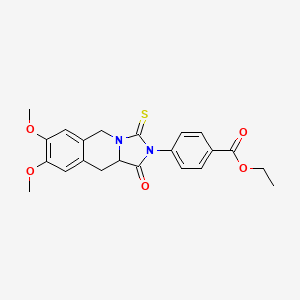 molecular formula C22H22N2O5S B11452425 ethyl 4-(7,8-dimethoxy-1-oxo-3-thioxo-1,5,10,10a-tetrahydroimidazo[1,5-b]isoquinolin-2(3H)-yl)benzoate 