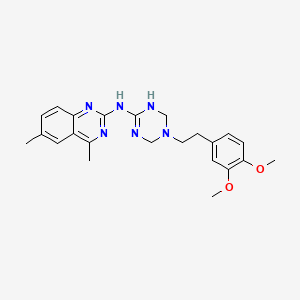 molecular formula C23H28N6O2 B11452431 N-{5-[2-(3,4-dimethoxyphenyl)ethyl]-1,4,5,6-tetrahydro-1,3,5-triazin-2-yl}-4,6-dimethylquinazolin-2-amine 