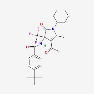 molecular formula C25H31F3N2O3 B11452482 N-[4-acetyl-1-cyclohexyl-5-methyl-2-oxo-3-(trifluoromethyl)-2,3-dihydro-1H-pyrrol-3-yl]-4-tert-butylbenzamide 