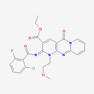 molecular formula C24H20ClFN4O5 B11452490 ethyl 6-(2-chloro-6-fluorobenzoyl)imino-7-(2-methoxyethyl)-2-oxo-1,7,9-triazatricyclo[8.4.0.03,8]tetradeca-3(8),4,9,11,13-pentaene-5-carboxylate 