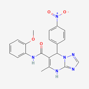 molecular formula C20H18N6O4 B11452671 N-(2-methoxyphenyl)-5-methyl-7-(4-nitrophenyl)-4,7-dihydro[1,2,4]triazolo[1,5-a]pyrimidine-6-carboxamide 