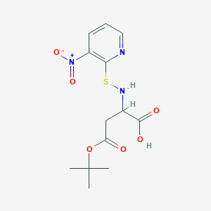 molecular formula C13H17N3O6S B011453 4-[(2-Methylpropan-2-yl)oxy]-2-[(3-nitropyridin-2-yl)sulfanylamino]-4-oxobutanoic acid CAS No. 108312-24-9