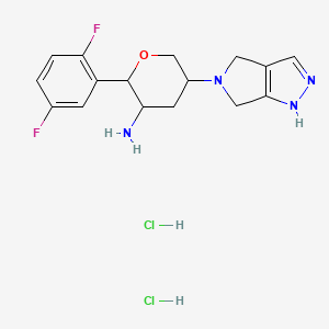 molecular formula C₁₆H₁₈F₂N₄O B1145304 2-(2,5-difluorophenyl)-5-(4,6-dihydro-1H-pyrrolo[3,4-c]pyrazol-5-yl)oxan-3-amine;dihydrochloride CAS No. 951127-17-6