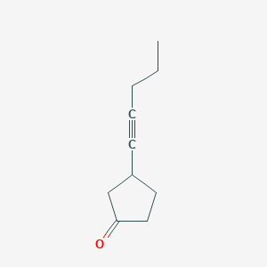 molecular formula C10H14O B114533 Cyclopentanone, 3-(1-pentynyl)-(9CI) CAS No. 153461-70-2