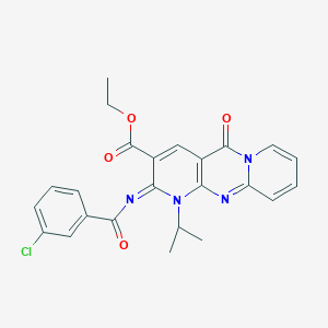 molecular formula C24H21ClN4O4 B11453422 ethyl 6-(3-chlorobenzoyl)imino-2-oxo-7-propan-2-yl-1,7,9-triazatricyclo[8.4.0.03,8]tetradeca-3(8),4,9,11,13-pentaene-5-carboxylate 