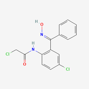 molecular formula C₁₅H₁₂Cl₂N₂O₂ B1145352 2-Chloro-N-(4-chloro-2-((hydroxyimino)(phenyl)methyl)phenyl)acetamide CAS No. 17977-76-3